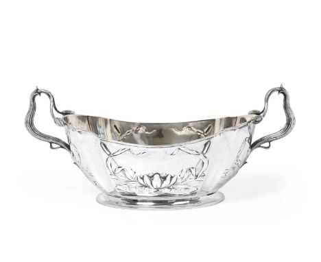 A Continental Silver Jardiniere,  Possibly German, Early 20th Century, Bearing Spurious Marks for Fabergé With Imperial Warra