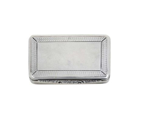 A William IV Silver Snuff-Box,  by Francis Clark, Birmingham, 1835 oblong, the hinged cover plain and with an engine-turned b