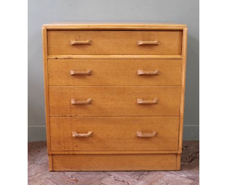 A light oak vintage G Plan chest of four drawers with EG stamp for Ernest Gomme