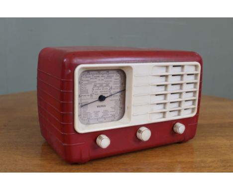 A vintage red Ultra transistor radio