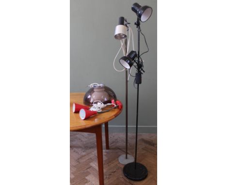 A quantity of lighting including two adjustable standard lamps, wall lights etc