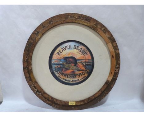 A framed 'Beaver Brand' Guinness Stout print. 23' diam