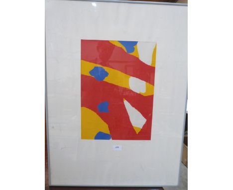 J.EXON. BRITISH 20TH CENTURY An abstract print. Signed and numbered 1/1. 31' x 23'