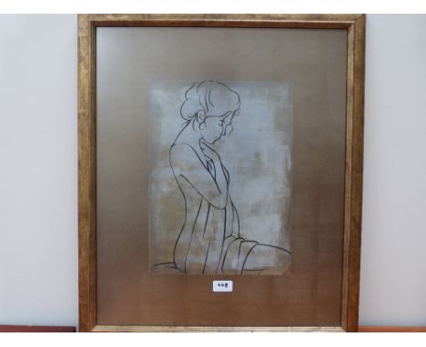 FRENCH SCHOOL. 20TH CENTURY Young nude with towel. Lithograph 15' x 11'