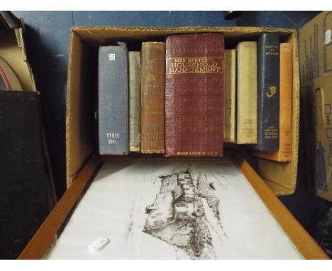 A Box of Books Including Mrs Beeton, Print Etc. 