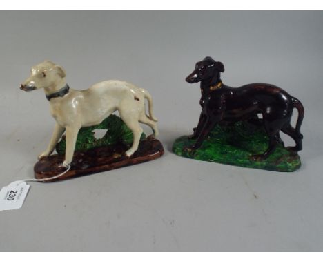 A Pair of French Ceramic Greyhound Figurers by Content Frere & Bouef.