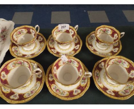 Six Royal Albert Lady Hamilton Cups and Saucers. 