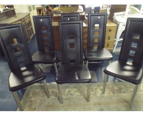 A Set of Six Modern Ladder Back Dining Chairs. 