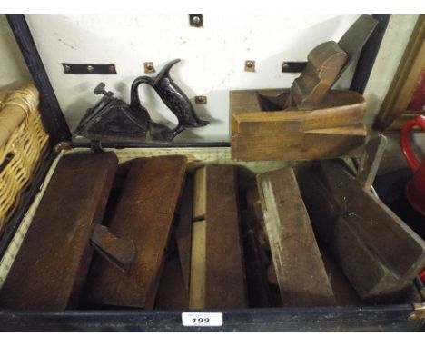 A Vintage Picnic Hamper Containing Moulding Planes. 