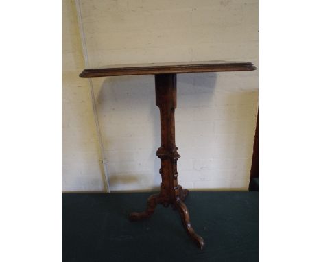 A Late 19th Century Rectangular Topped Tripod Table with Burr Elm Triform Stand. 