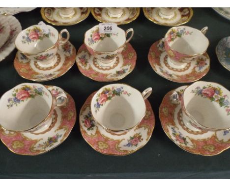 Six Royal Albert Lady Carlyle Cups and Saucers. 