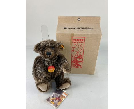 A Steiff Classic teddy bear, in mottled brown mohair, with all labels, in original box, 26cm long