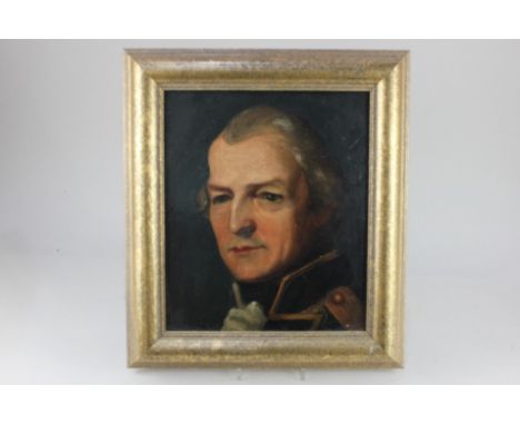 A framed 19th century style portrait of a Naval sea captain, 32.5cm by 27cm