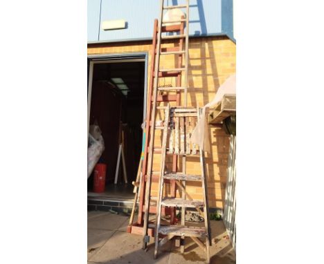 A wooden step ladder and ladders, COLLECT ONLY. 