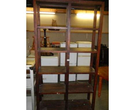 A stained mahogany double shelf unit, COLLECT ONLY.