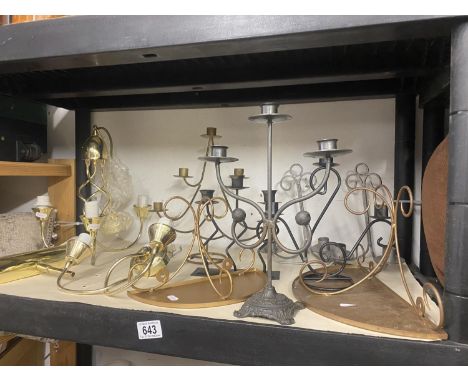 A selection of candle holders and electric light fittings 
