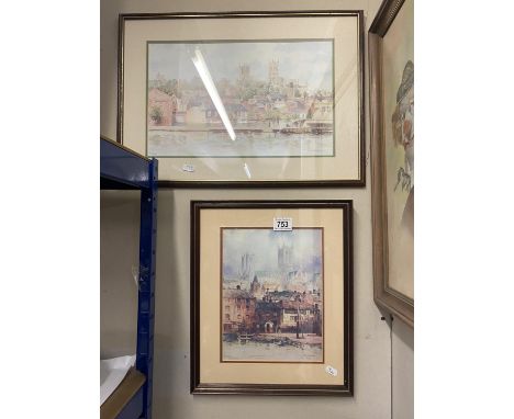 A limited edition print 241/250 by R. G. Balton 37cm x 53cm and another print of the cathederal by Featherstone Robson 39cm x