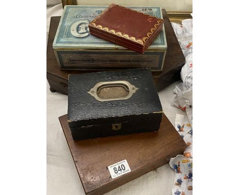A selection of antique and vintage wooden boxes and tins 