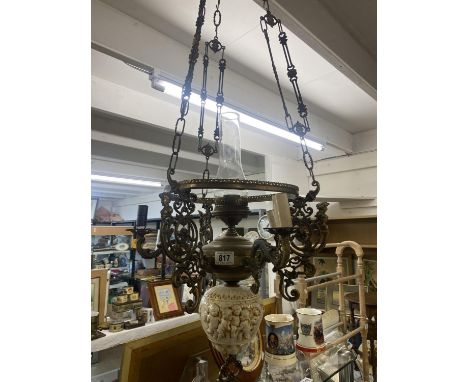 A hanging electrified oil lamp COLLECT ONLY 
