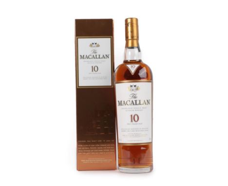 The Macallan Highland Single Malt Scotch Whisky 10 Years Old, 40% vol 700ml, in original cardboard sleeve (one bottle)