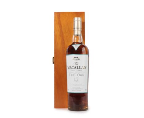 The Macallan Single Highland Malt Scotch Whisky Fine Oak 15 Years Old, 43% vol 700ml, in wooden presentation case (one bottle
