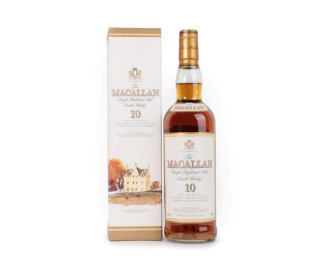 The Macallan Single Highland Malt Scotch Whisky 10 Years Old, 40% vol 700ml, in original cardboard sleeve (one bottle)