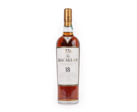 The Macallan Single Highland Malt Scotch Whisky 18 Years Old, distilled 1992, 43% vol 700ml (one bottle)