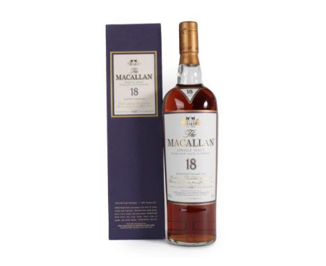 The Macallan Single Highland Malt Scotch Whisky 18 Years Old, distilled 1987, 43% vol 700ml, in original cardboard sleeve (on