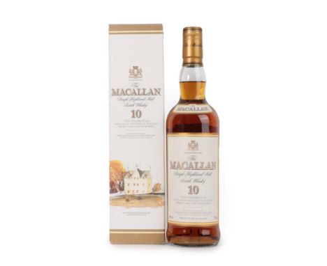 The Macallan Single Highland Malt Scotch Whisky 10 Years Old, 40% vol 700ml, in original cardboard sleeve (one bottle)