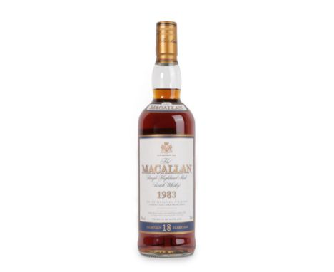 The Macallan Single Highland Malt Scotch Whisky 18 Years Old, distilled 1983, 43% vol 700ml (one bottle)