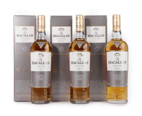 The Macallan Fine Oak Triple Cask Matured Highland Single Malt Scotch Whisky 10 Years Old, 40% vol 700ml, in original cardboa