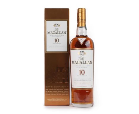The Macallan Highland Single Malt Scotch Whisky 10 Years Old, 40% vol 700ml, in original cardboard sleeve (one bottle)