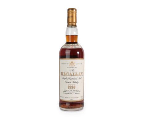 The Macallan Single Highland Malt Scotch Whisky 18 Years Old, distilled 1980, bottled 1998, 43% vol 75cl (one bottle)