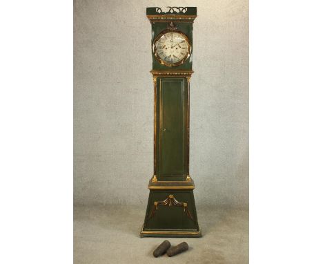 A 19th century style Danish Bornholm style longcase clock, the painted dial with Roman and Arabic numerals and dated 1817, de