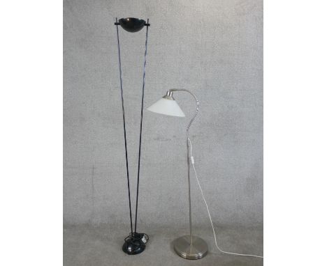 In the manner of Piotr Sierakowski (Polish B.1957) a contemporary floor standing uplighter, together with a brushed metal flo