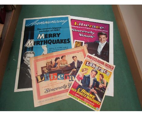 LIBERACE: Four vintage Liberace posters, unframed, folded