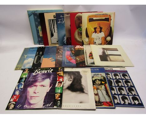 Assorted LP's including The Beatles, Kate Bush, David Bowie, Cat Stevens, ELO, Status Quo, Gerry Raffertey, Bronski Beat, The