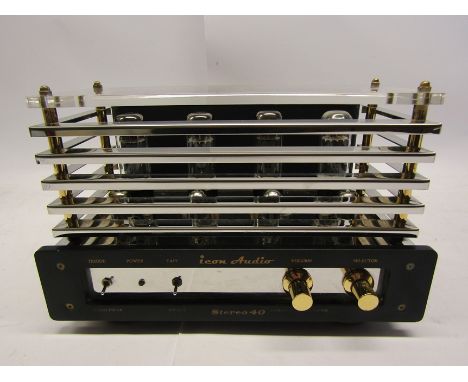 An Icon Audio Stereo 40 valve amplifier for spares/repair, boxed with instructions
