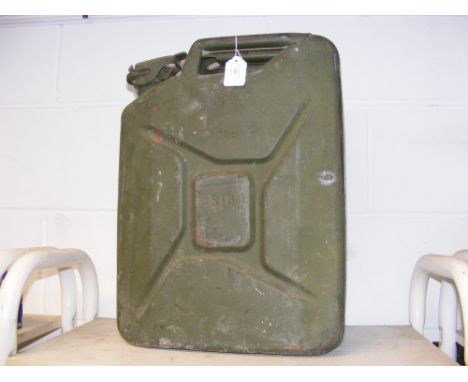 A vintage petrol can in army green 