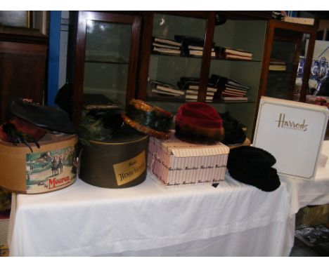 Five hat boxes vintage hats