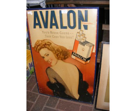 A vintage Avalon cigarette advertising poster - 76cm x 51cm