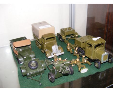 Die cast army vehicles, including Britains together with figures