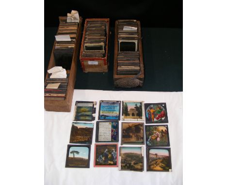 A selection of Victorian magic lantern slides, various scenes from around The World, Religious scenes