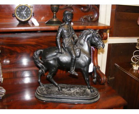 A Spelter figure of Army Officer on horseback - 44cm high