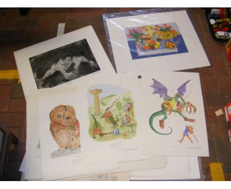 AUDREY V R HAMMOND - Limited Edition print No.16 of 150 entitled 'Spring Table', together with other assorted unframed prints