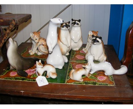 A selection of ceramic USSR animals 