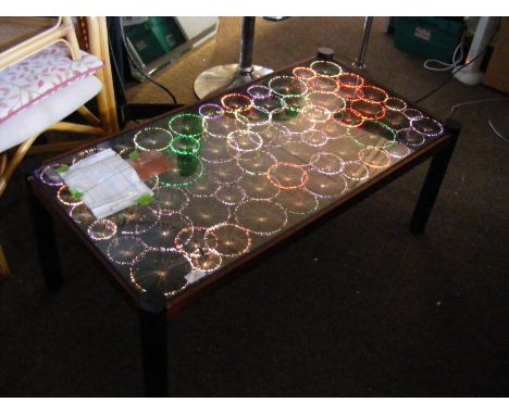 An unusual light-up fibre optic coffee table - width 102cm