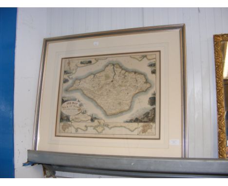 'The Map of The Isle of Wight' by A BRANNON - a print - framed and glazed 