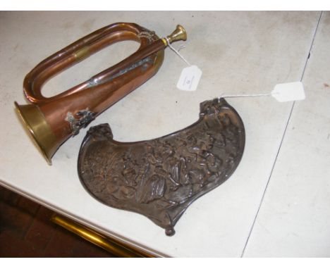 A heavy metal gorget, together with a Lancers antique bugle CONDITION REPORT We have attached a number of additional images t