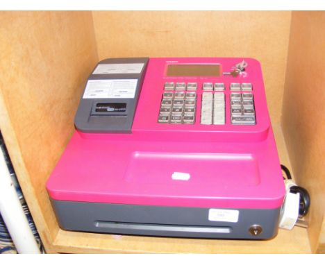 A Casio SE-G1 electronic cash register in hot pink and grey 